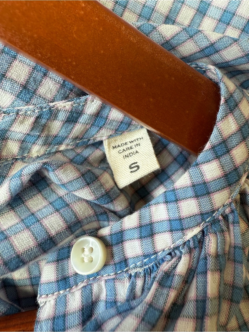 NWOT Dôen - Jane Blouse Blue Gingham - Picture 4 of 5
